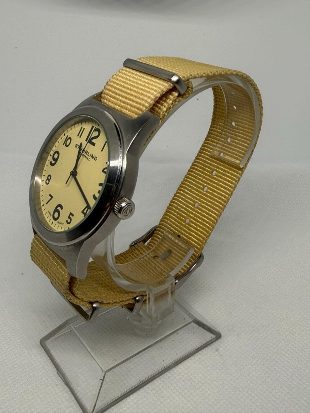 Stührling Original Contrail Aviator Watch Champagne Dial Tan Canvas Strap Quartz - Picture 2 of 10